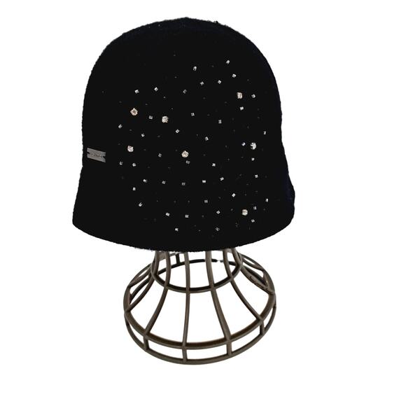 NWT New Old Stock Betmar New York Black Wool blend Rhinestone Hat Style B1285H - Picture 1 of 5